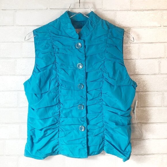 Erin London Topside Turquoise Blue Ruched Vest NWT Women's Size S - Picture 2 of 7